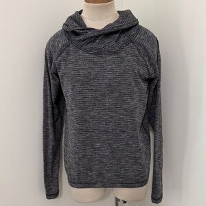 Lululemon 4 Healthy Heart Pullover Sweatshirt ~ Heathered Gray Black Cowl Neck
